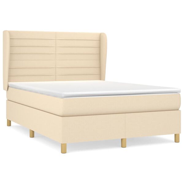 vidaXL &Kappa;&rho;&epsilon;&beta;ά&tau;&iota; Boxspring &mu;&epsilon; &Sigma;&tau;&rho;ώ&mu;&alpha; &Kappa;&rho;&epsilon;&mu; 140x190 &epsilon;&kappa;. &Upsilon;&phi;&alpha;&sigma;&mu;ά&tau;&iota;&nu;&omicron;