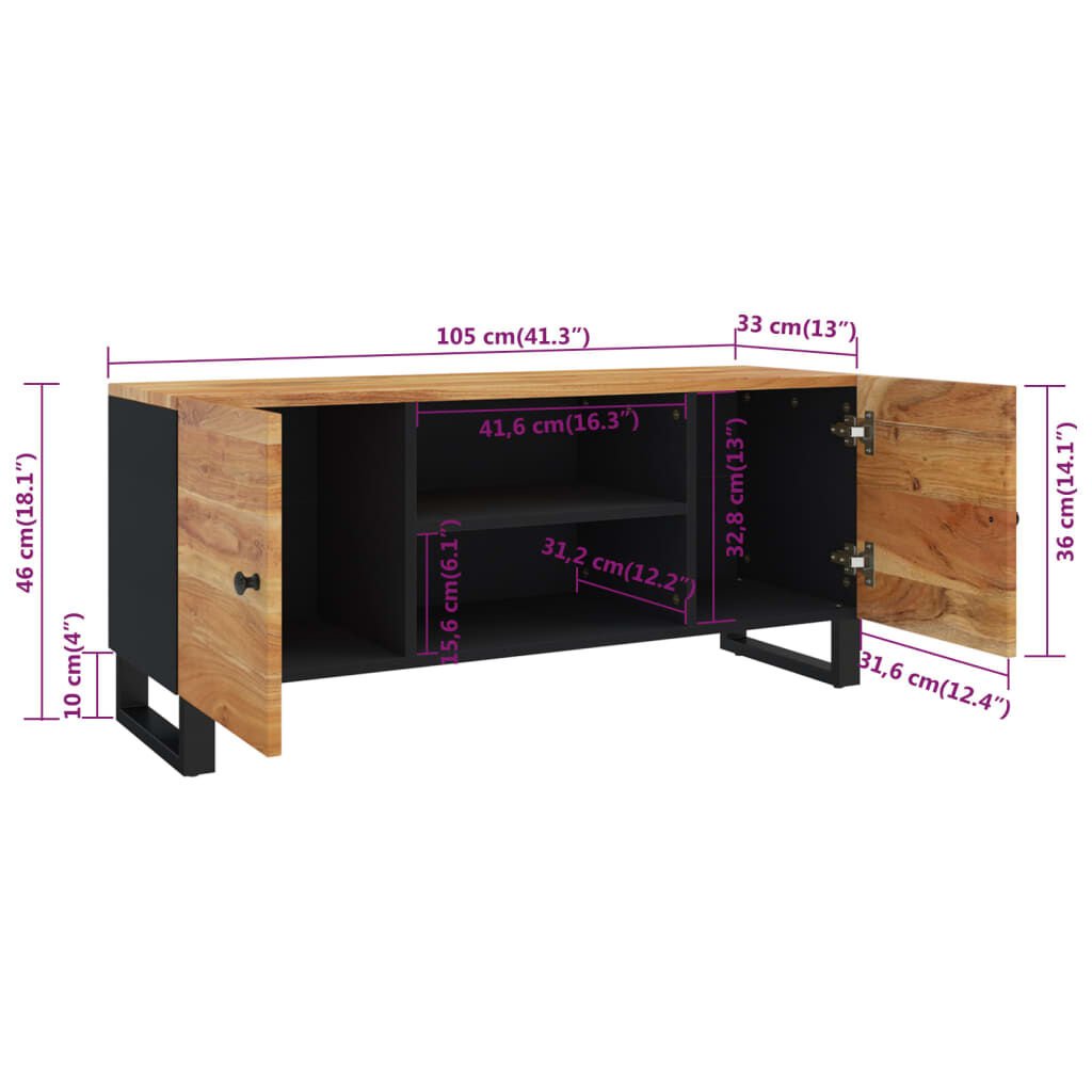 vidaXL Έπιπλο Τηλεόρασης 105 x 33 x 46 εκ. από Μασίφ Ξύλο Ακακίας