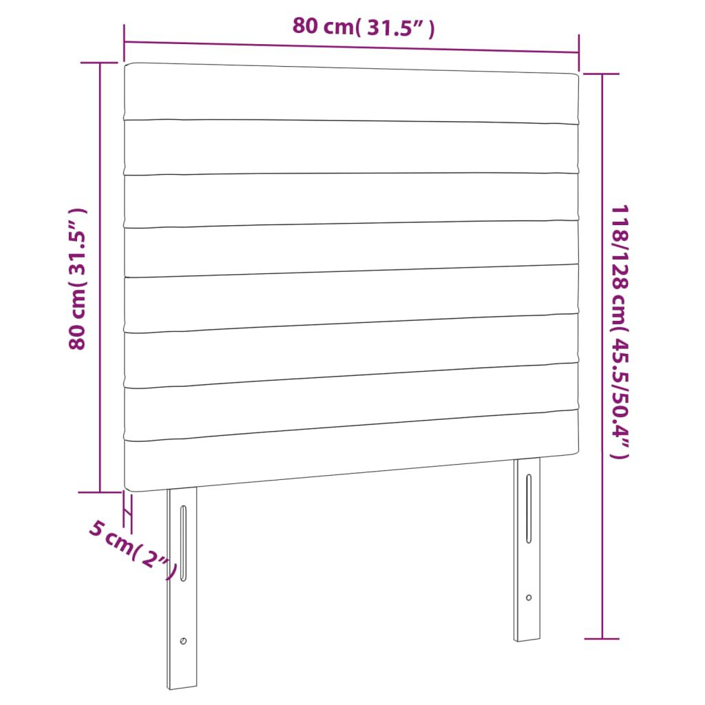 vidaXL Κεφαλάρι Κρεβατιού LED Ανοιχτό Γκρι 80x5x118/128 εκ. Βελούδινο