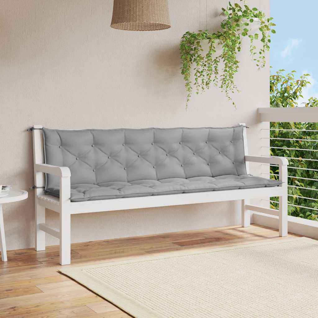 vidaXL Μαξιλάρι Πάγκου Κήπου Γκρι 200x(50+50)x7 εκ. Ύφασμα Oxford