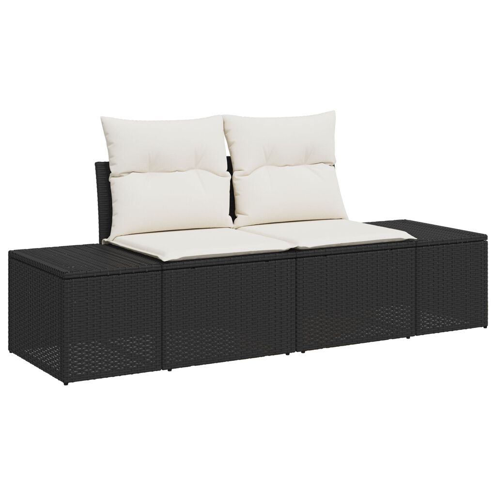 vidaXL Σετ Garden Sofa 9 Τεμαχίων με Μαξιλάρια Μαύρο Πολυ Ρατάν
