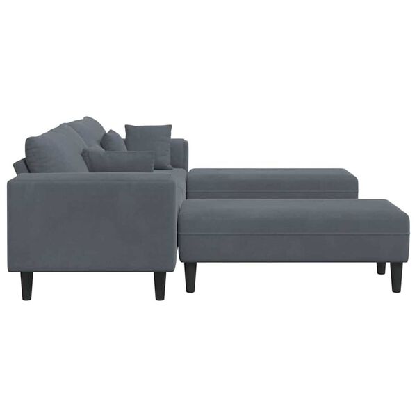 vidaXL Βελούδινος καναπές 3 pcs Σκούρο Γκρι 208 εκ. Βελούδο
