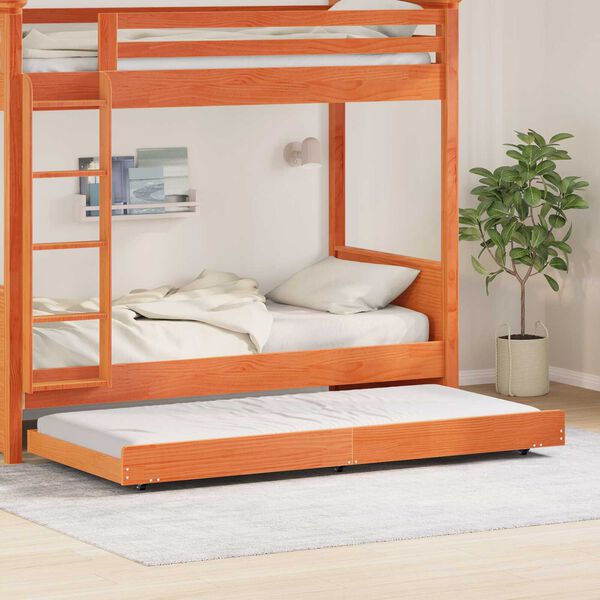 vidaXL Κρεβάτι Καφέ κερωμένο Μασίφ ξύλο 90 x 190 cm Ανθεκτικό Κρεβάτι