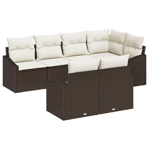 vidaXL Σετ Καναπέ Κήπου 7 pcs Καφέ Πολυ ράταν