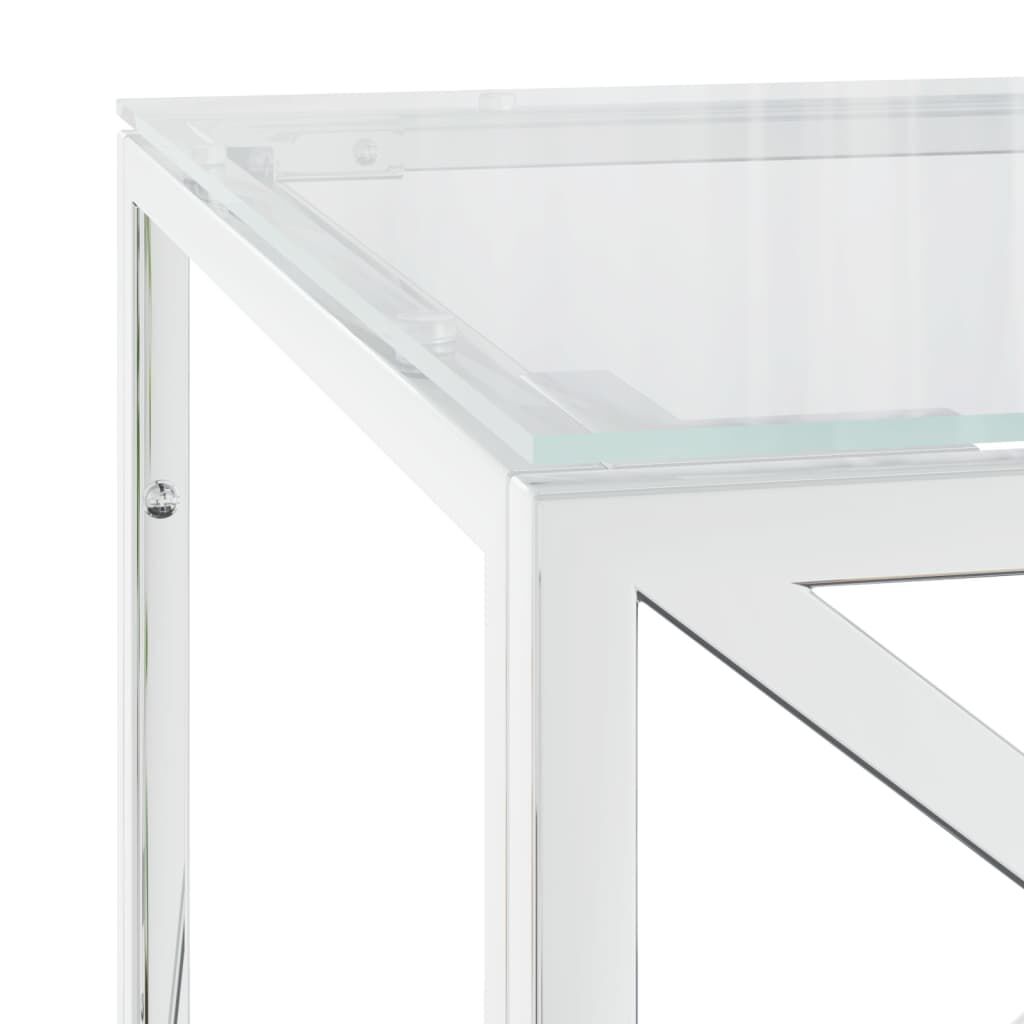 vidaXL Τραπέζι Σαλονιού 110x45x45 εκ. από Ανοξ. Ατσάλι και Γυαλί