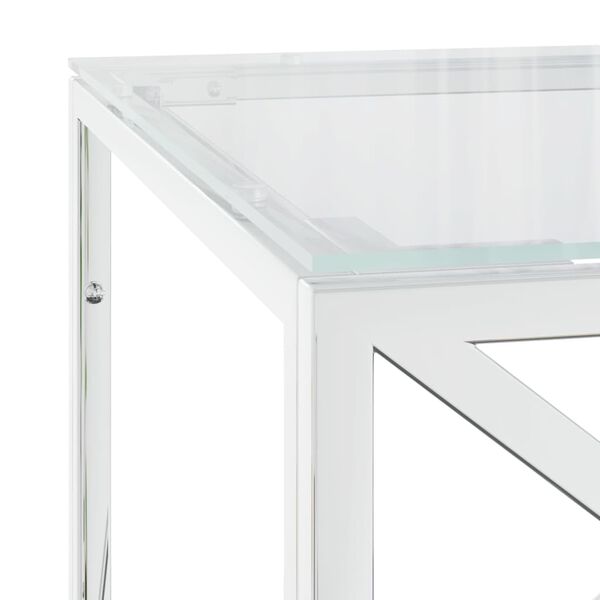 vidaXL Τραπέζι Σαλονιού 110x45x45 εκ. από Ανοξ. Ατσάλι και Γυαλί