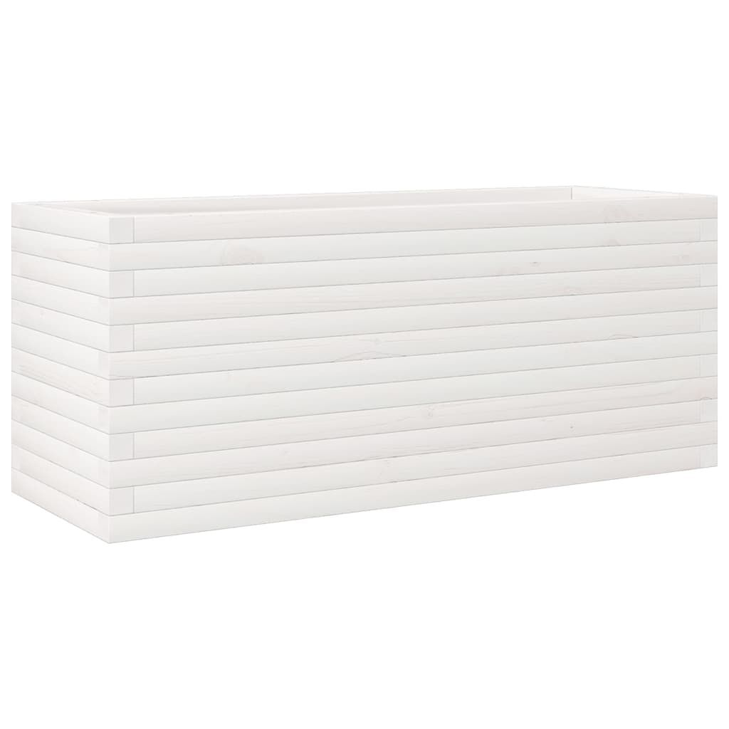 vidaXL Ζαρντινιέρα Κήπου Λευκή 110x40x45,5 εκ. από Μασίφ Ξύλο Πεύκου