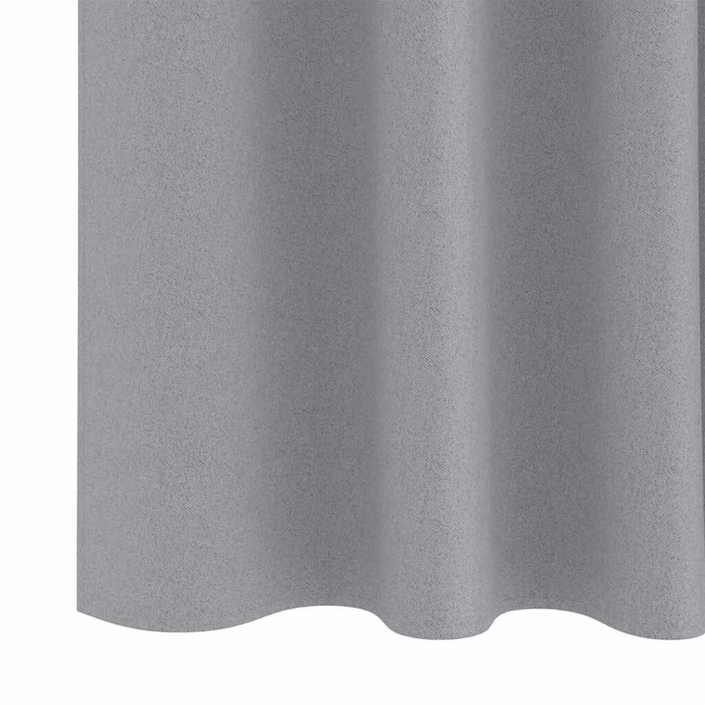 vidaXL Κουρτίνες με κουρτίνες 2 pcs Ανοιχτό γκρι Πολυεστέρας