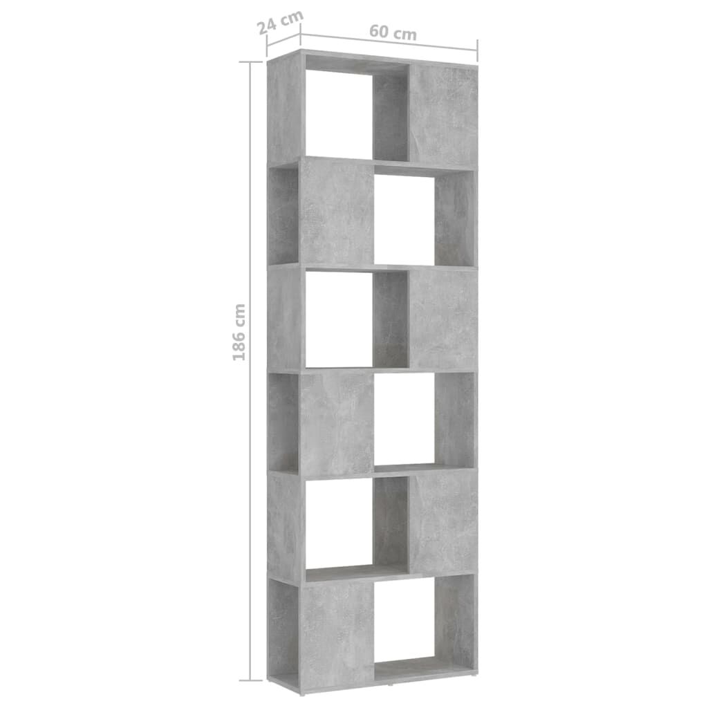 vidaXL Βιβλιοθήκη/Διαχωρισ. Χώρου Γκρι Σκυρ. 60x24x186 εκ. Μοριοσανίδα