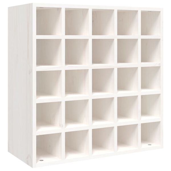 vidaXL Κάβα Κρασιών Λευκό 56 x 25 x 56 εκ. από Μασίφ Ξύλο Πεύκου