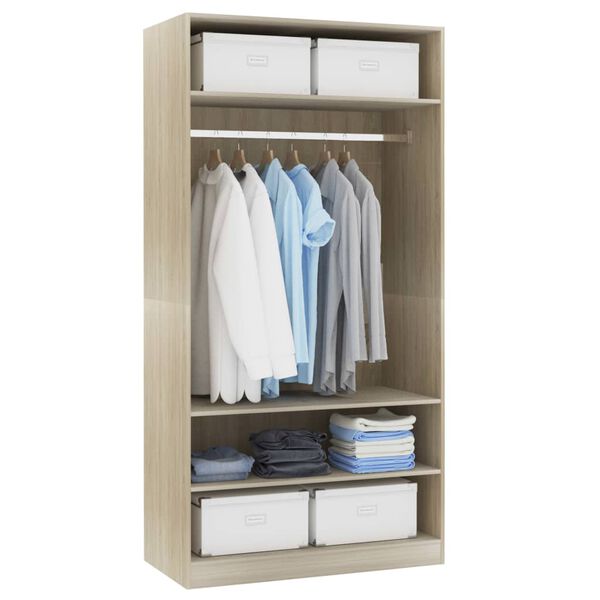 vidaXL Ντουλάπα Χρώμα Sonoma Δρυς 100 x 50 x 200 εκ. από Επεξ. Ξύλο
