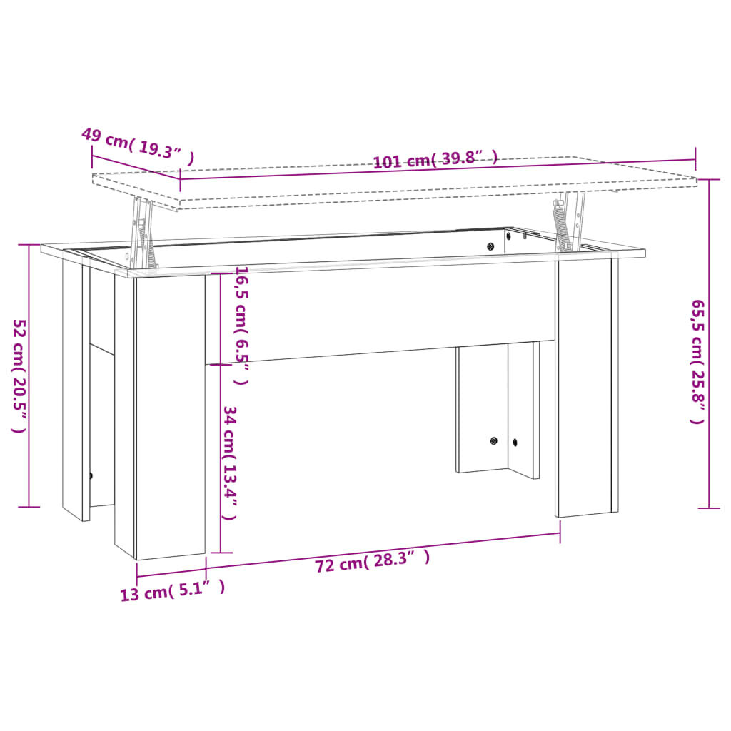 vidaXL Τραπεζάκι Σαλονιού Λευκό 101 x 49 x 52 εκ. Επεξεργασμένο Ξύλο