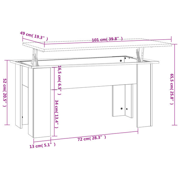 vidaXL Τραπεζάκι Σαλονιού Λευκό 101 x 49 x 52 εκ. Επεξεργασμένο Ξύλο