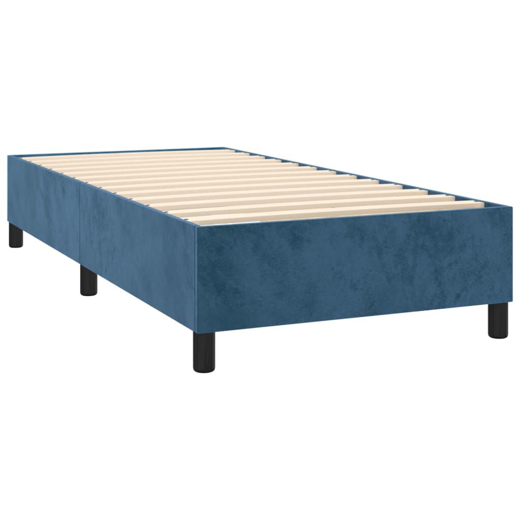 vidaXL Κρεβάτι Boxspring με Στρώμα & LED Σκ. Μπλε 80x200 εκ. Βελούδινο