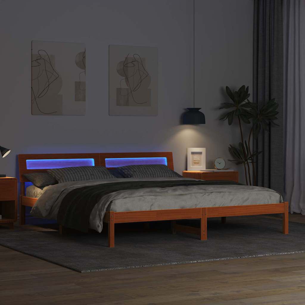 vidaXL Σκελετός Κρεβατιού Καφέ κεριού 180 x 200 cm Μασίφ ξύλο πεύκου