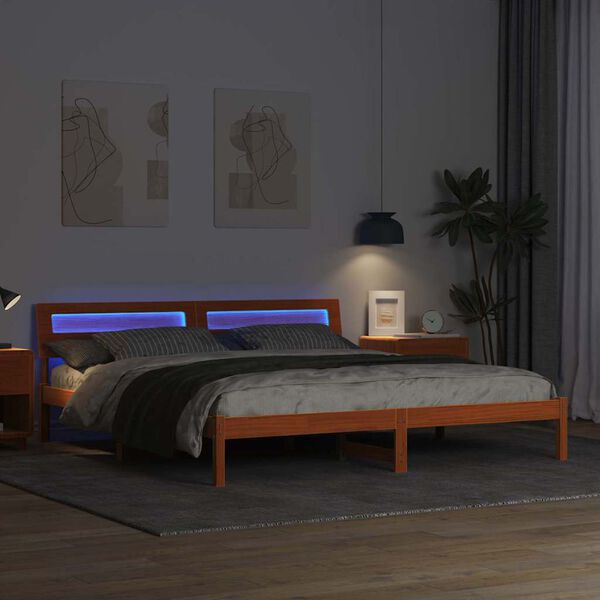 vidaXL Σκελετός Κρεβατιού Καφέ κεριού 180 x 200 cm Μασίφ ξύλο πεύκου