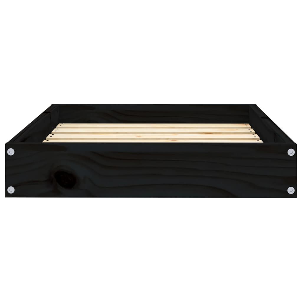 vidaXL Κρεβάτι Σκύλου Μαύρο 61,5 x 49 x 9 εκ. από Μασίφ Ξύλο Πεύκου