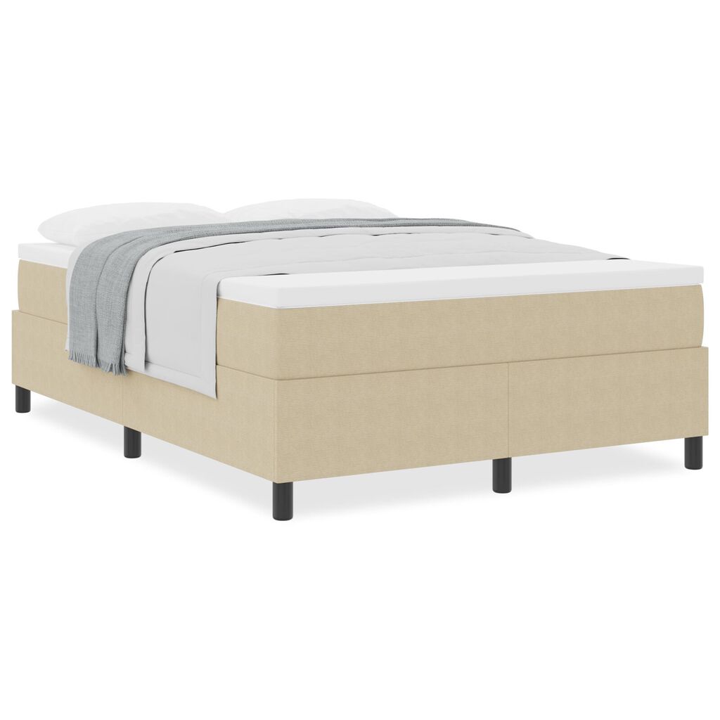 vidaXL Κρεβάτι Box Spring με Στρώμα Ανοιχτό Πράσινο Γκρι 140x200 cm Ύφασμα Κορονάκι