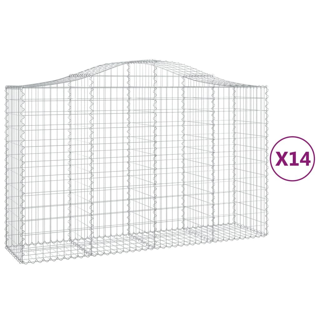 vidaXL Συρματοκιβώτια Τοξωτά 14 τεμ. 200x50x120/140 εκ. Γαλβαν. Ατσάλι
