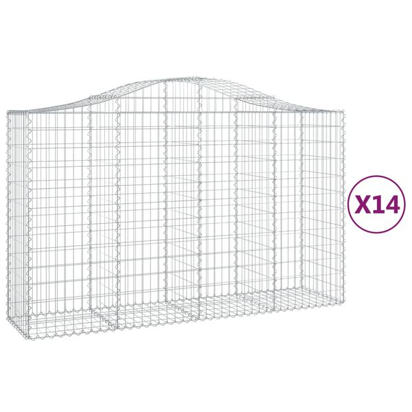 vidaXL Συρματοκιβώτια Τοξωτά 14 τεμ. 200x50x120/140 εκ. Γαλβαν. Ατσάλι