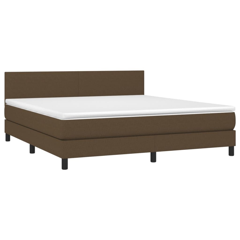 vidaXL Κρεβάτι Boxspring με Στρώμα & LED Σκ.Καφέ 180x200εκ. Υφασμάτινο