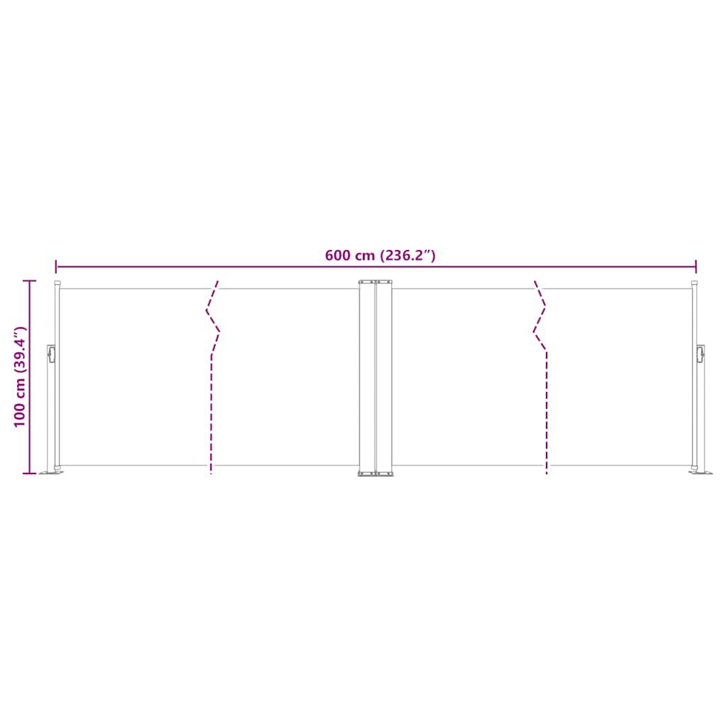 vidaXL Σκίαστρο Πλαϊνό Συρόμενο Καφέ 100 x 600 εκ.