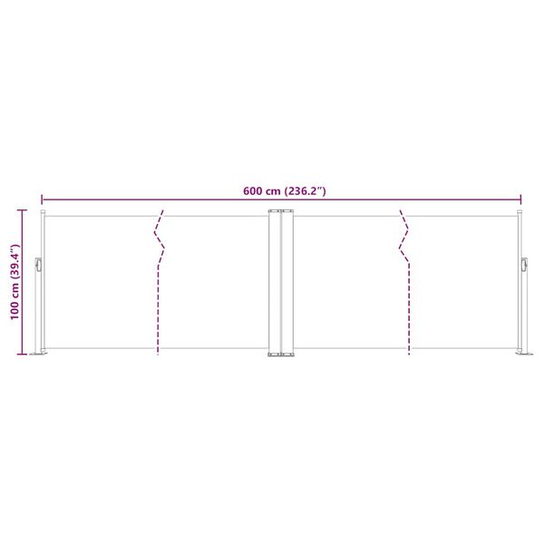 vidaXL Σκίαστρο Πλαϊνό Συρόμενο Καφέ 100 x 600 εκ.