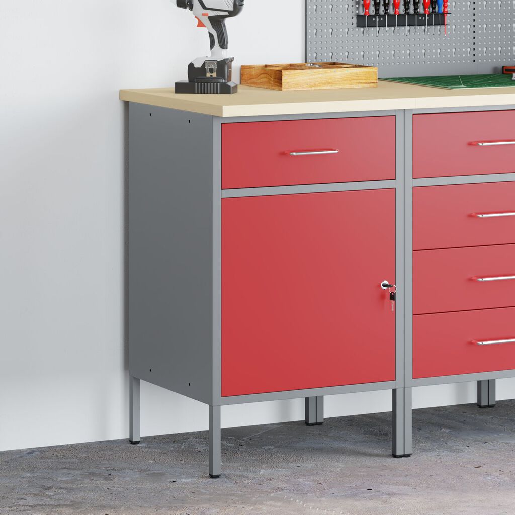 vidaXL Εργασιακό Ντουλάπι Κόκκινο 50x55x84 εκ. Ατσάλι