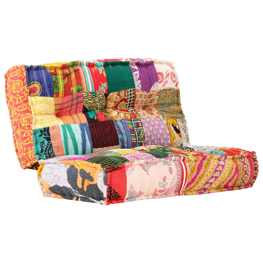 vidaXL Πουφ Patchwork 100 x 100 x 20 εκ. Υφασμάτινο