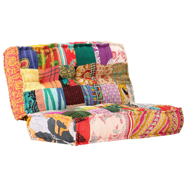 vidaXL Πουφ Patchwork 100 x 100 x 20 εκ. Υφασμάτινο