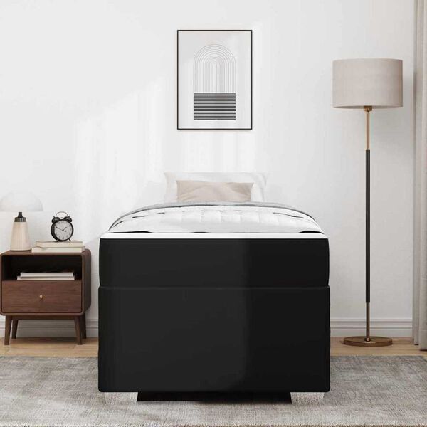 vidaXL Σκελετός Κρεβατιού Μαύρο 90 x 190 cm Τεχνητό δέρμα