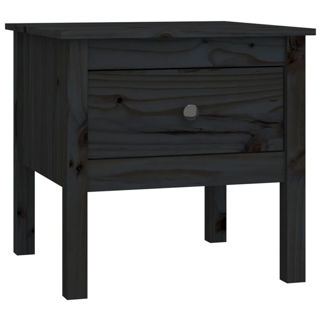 vidaXL Βοηθητικά Τραπέζια 2 τεμ. Μαύρος 50x50x49 εκ. Μασίφ Ξύλο Πεύκου