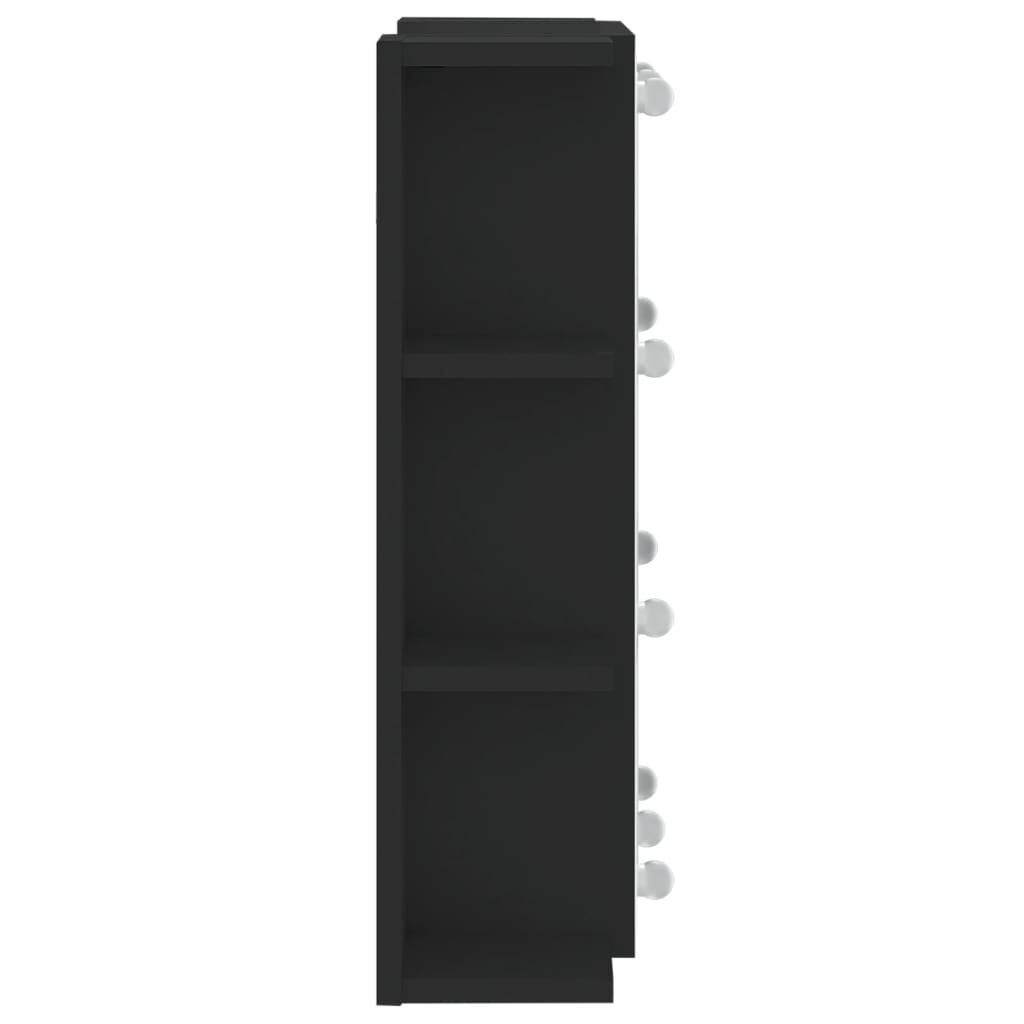 vidaXL Έπιπλο Καθρέπτη με LED Μαύρο 70 x 16,5 x 60 εκ.
