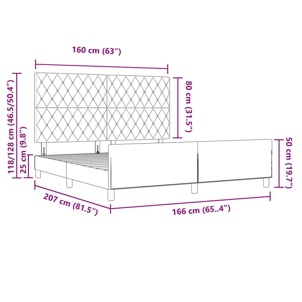 vidaXL Κρεβάτι Μαύρο 160x200 εκ Βελούδο