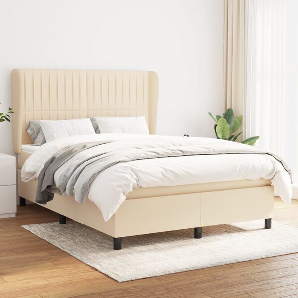 vidaXL &Kappa;&rho;&epsilon;&beta;ά&tau;&iota; Boxspring &mu;&epsilon; &Sigma;&tau;&rho;ώ&mu;&alpha; &Kappa;&rho;&epsilon;&mu; 140x200 &epsilon;&kappa;. &Upsilon;&phi;&alpha;&sigma;&mu;ά&tau;&iota;&nu;&omicron;