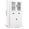 vidaXL Ντουλάπα Γραφείου Λευκή 90 x 40 x 180 εκ Ατσάλι / Ψημένο Γυαλί