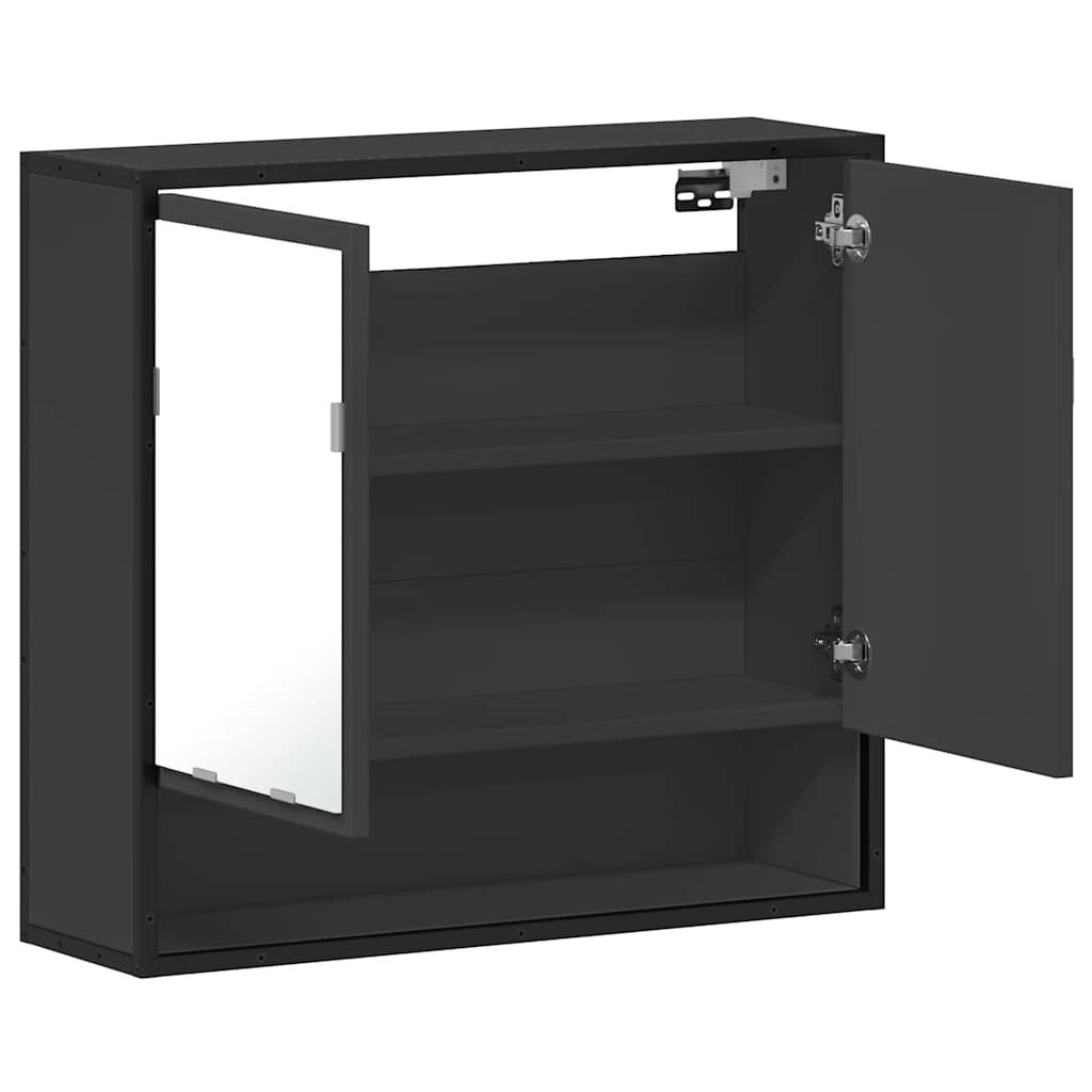 vidaXL Καθρέφτης Μπάνιου με Ντουλάπι Μαύρος 65x20x60 εκ. Επεξ. Ξύλο