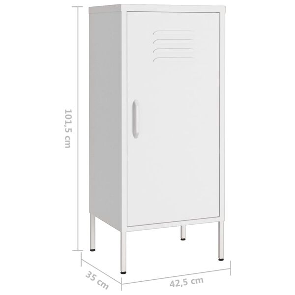 vidaXL Ντουλάπι Αποθήκευσης Λευκό 42,5x35x101,5 εκ. από Ατσάλι