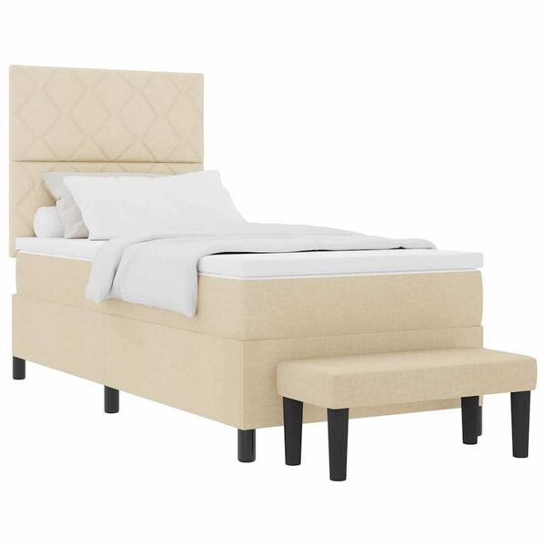 vidaXL Κρεβάτι με ελατήρια με στρώμα Κρεμ 90 x 190 cm ύφασμα
