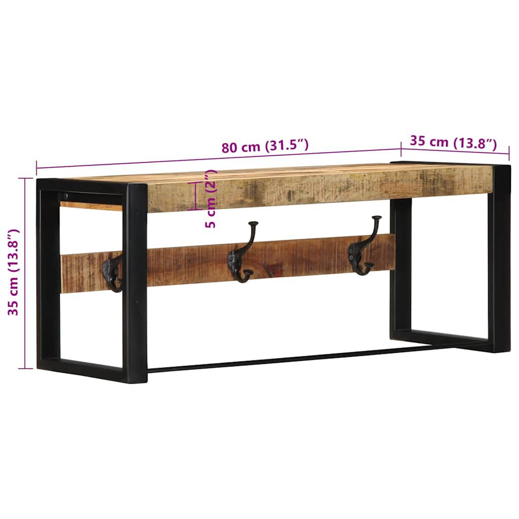 vidaXL Ράφι για παλτά 80x35x35 cm Στερεό ακατέργαστο ξύλο Mango
