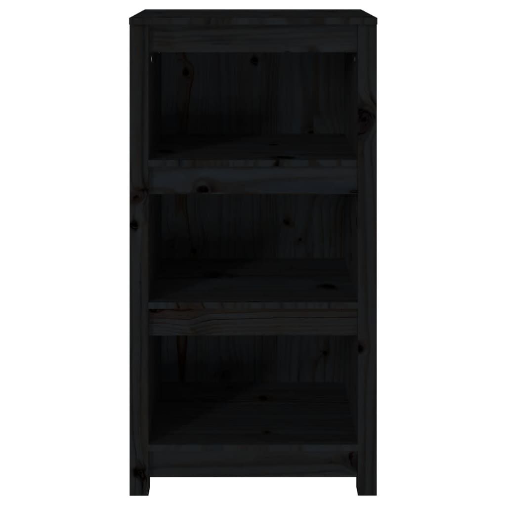 vidaXL Βιβλιοθήκη Μαύρη 50 x 35 x 97 εκ. από Μασίφ Ξύλο Πεύκου