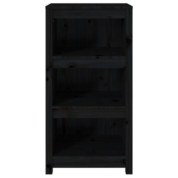 vidaXL Βιβλιοθήκη Μαύρη 50 x 35 x 97 εκ. από Μασίφ Ξύλο Πεύκου