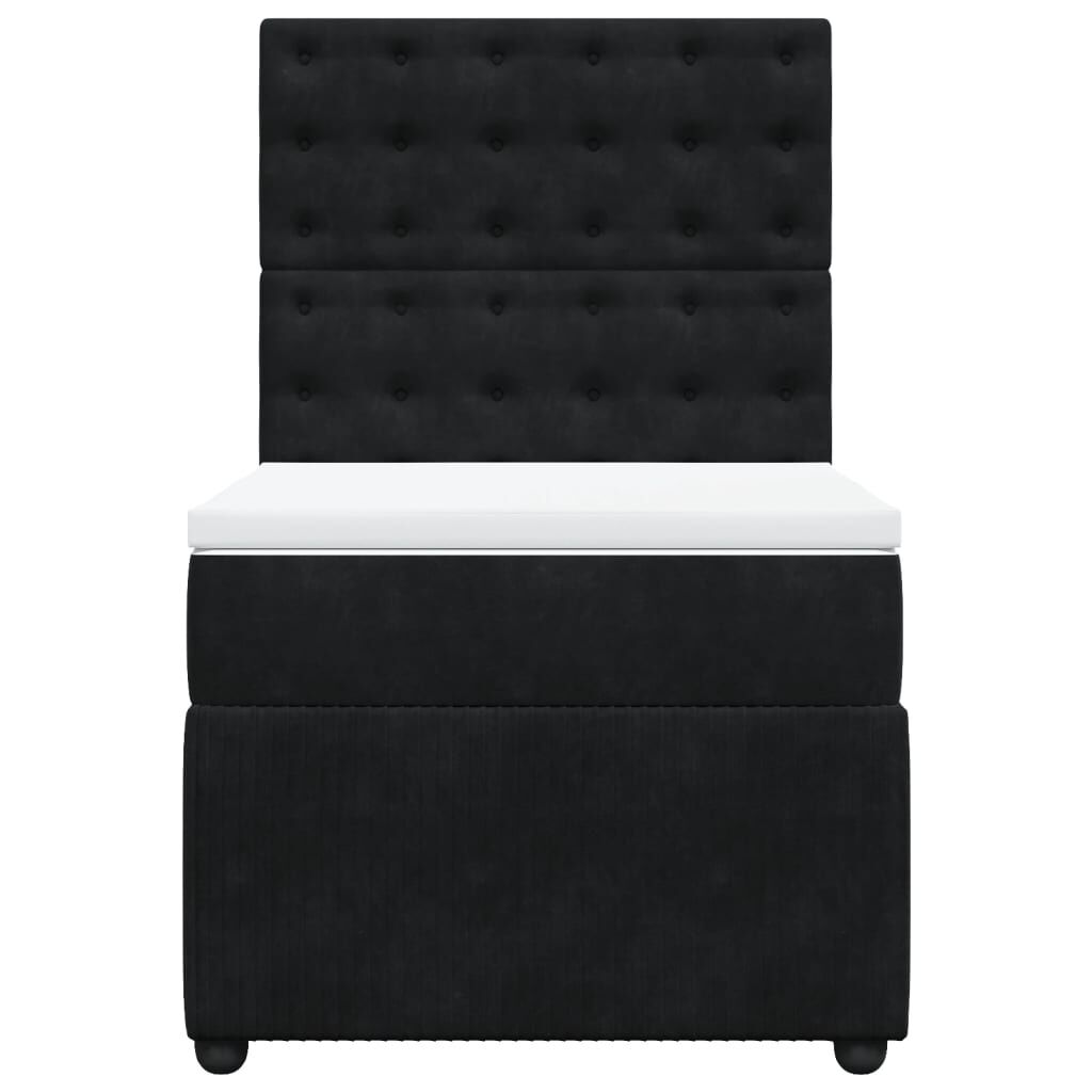 vidaXL Κρεβάτι Boxspring με Στρώμα Μαύρο 80 x 200 εκ. Βελούδινο