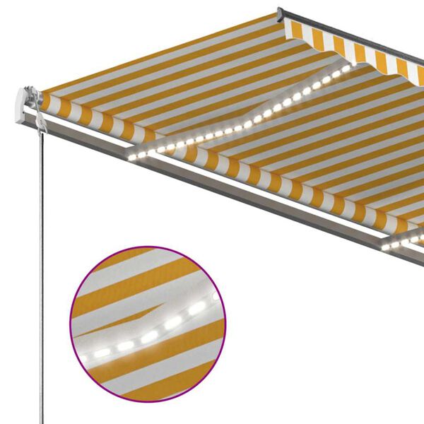 vidaXL Τέντα Συρόμενη Χειροκίνητη με LED Κίτρινο / Λευκό 350 x 250 εκ.