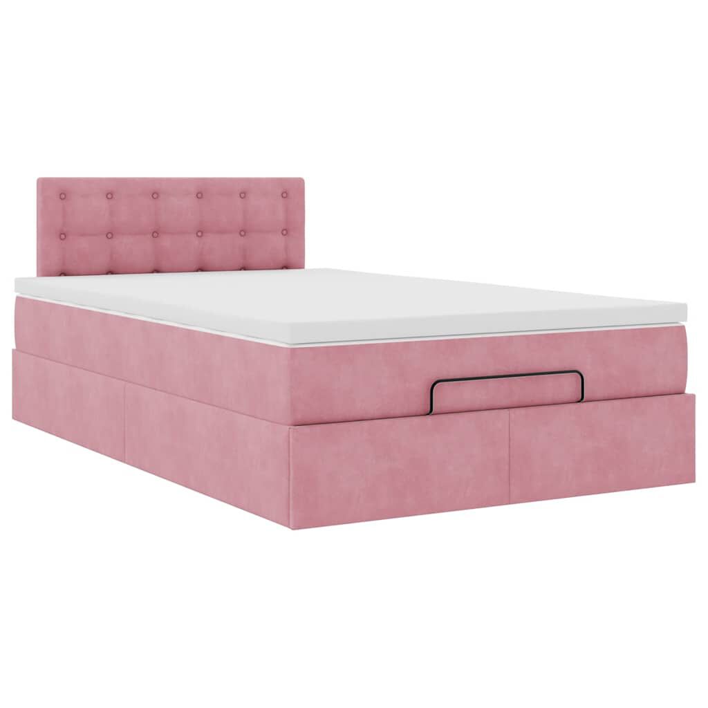 vidaXL Οθωμανικό κρεβάτι με στρώμα ροζ 120x200cm Velvet