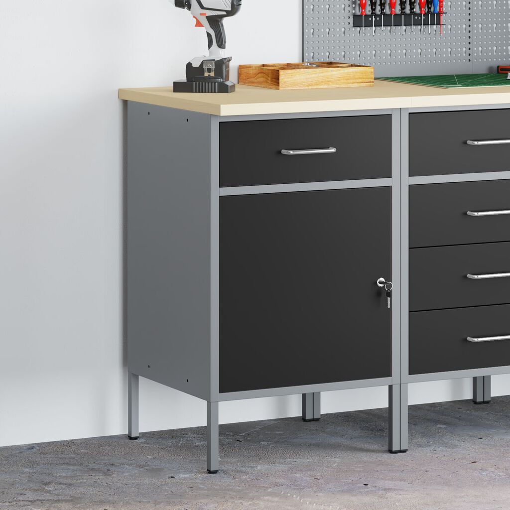 vidaXL Ντουλάπα Εργασίας Μαύρη 50x55x84 εκ Ατσάλι