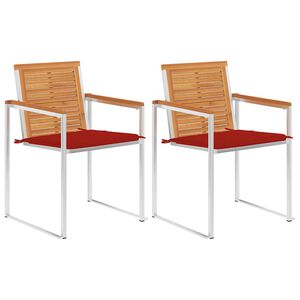 vidaXL Καρέκλες Κήπου 2 τεμ. Μασίφ Ξύλο Ακακίας/Ατσάλι με Μαξιλάρια
