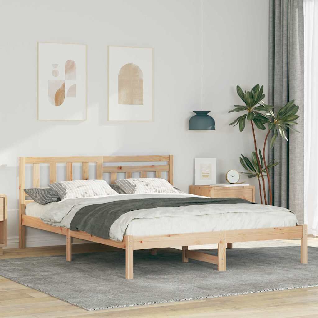 vidaXL Σκελετός Κρεβατιού Καφέ 160 x 200 cm Μασίφ ξύλο πεύκου