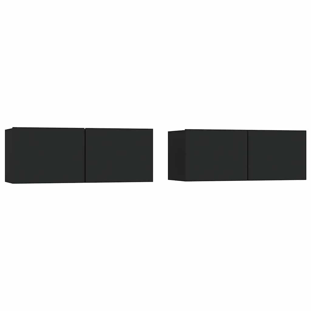 vidaXL Έπιπλα Τηλεόρασης 2 τεμ. Μαύρα 80x30x30 εκ. Επεξεργασμένο Ξύλο