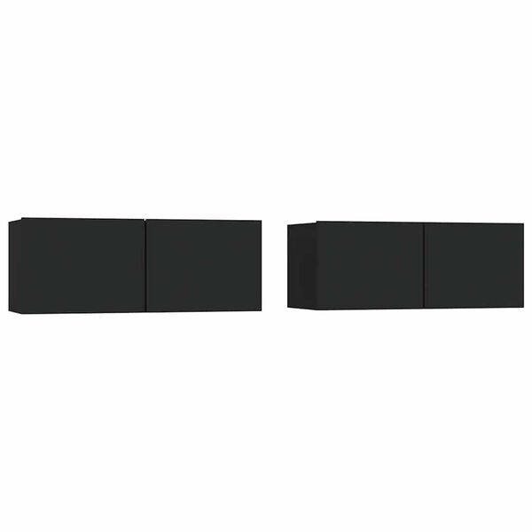 vidaXL Έπιπλα Τηλεόρασης 2 τεμ. Μαύρα 80x30x30 εκ. Επεξεργασμένο Ξύλο